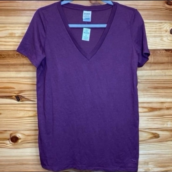 Victoria’s Secret PINK maroon vneck top nwt small - Picture 1 of 3